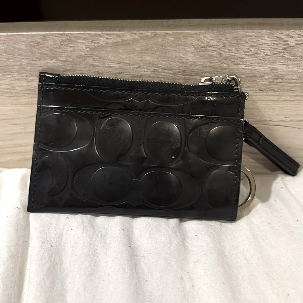 Coach black leather card holder